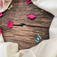 Vriksham Elegant Butterfly Pendant Invisible Chain-Sky Color-G20588