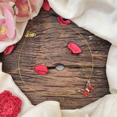 Vriksham Elegant Butterfly Pendant Invisible Chain-Red-G20589