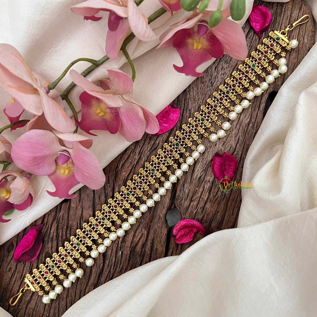 Vriksham Exquisite Mesh-Design Sheeshphool-Red Green-Pearls-G21388