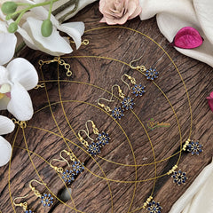 Vriksham Floral Navy Blue Stone Invisible Pendant Chain-6 pieces Set-Return Gif-RG233