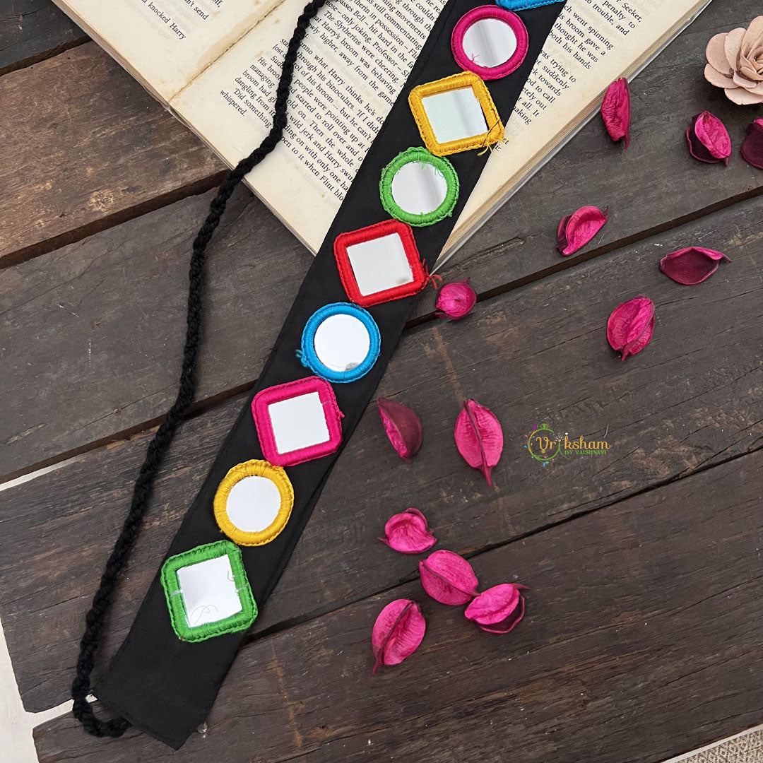Vriksham Festival Vibes Embroidered With Mirror Mobile Pouch-Black-S1039