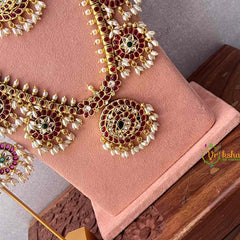 Vriksham Elegant Round Floral Style Guttapusalu Bridal Set-Rice Pearl-G22015