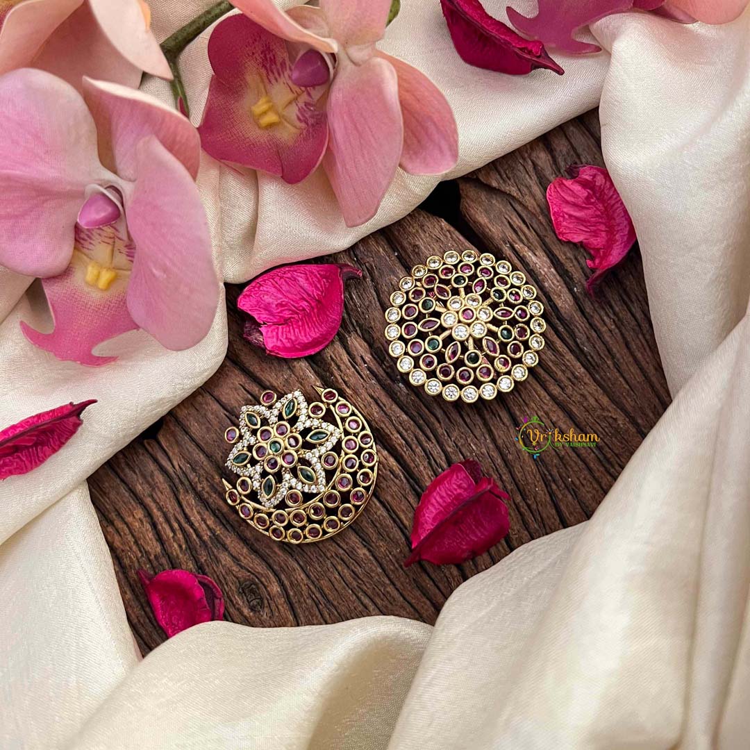 Vriksham Traditional Kemp Stone & CZ Studded Chandran & Suryan Billai-G21389