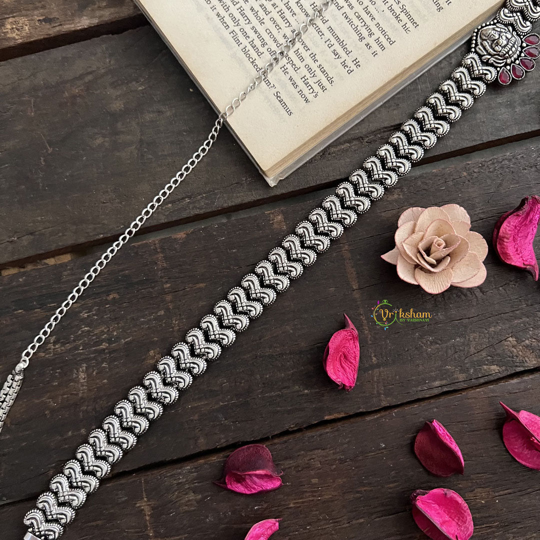 Vriksham Lakshmi Temple Elegance Silver Silver Oxidized Hipchain-S1043