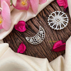 Vriksham Luxury Silver-Finish CZ Stone Hair Chandran & Suryan Billai-G21391