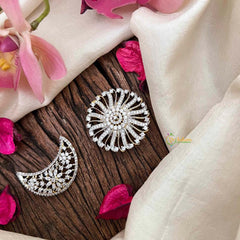 Vriksham Luxury Silver-Finish CZ Stone Hair Chandran & Suryan Billai-G21391