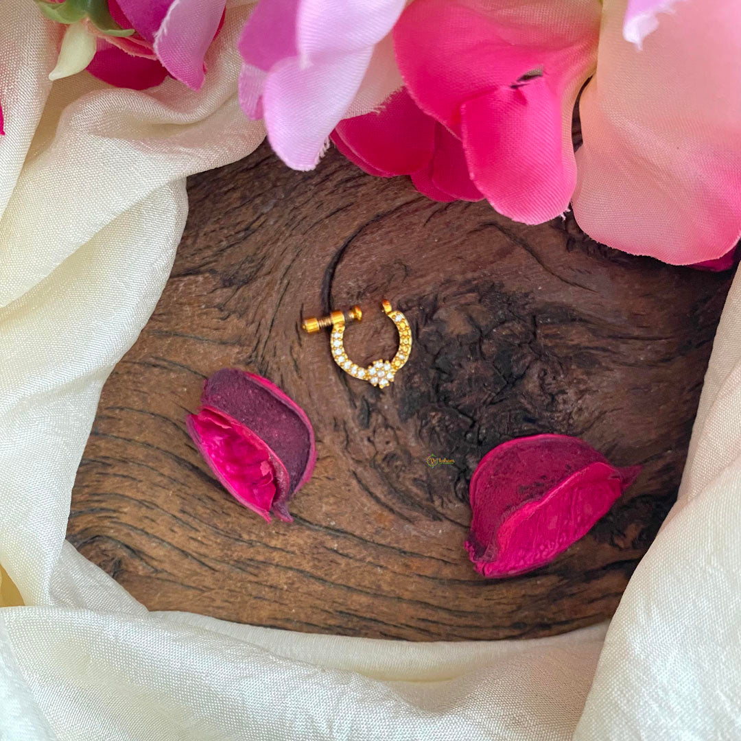 Simple White AD Stone Nath / Nose pin-G13848