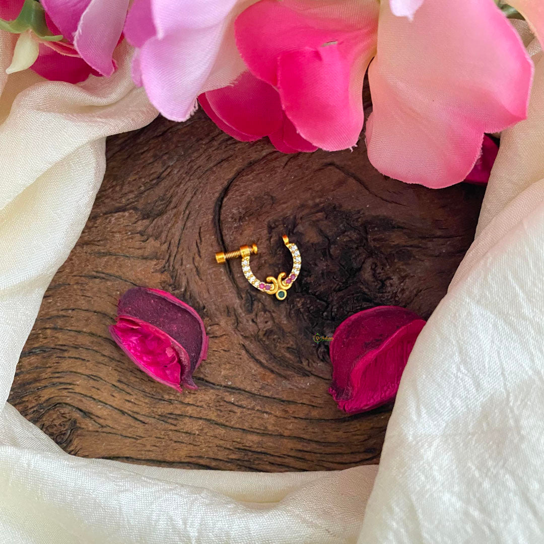 Simple Red Green White AD Stone Nath / Nose pin-G13744