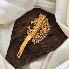 Gold Look Alike AD Stone Hair clip -Pearl-G11252