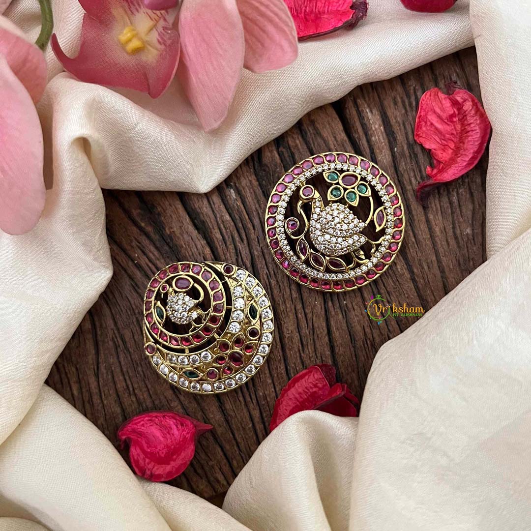 Vriksham Classic Peacock & Floral Motif Stone Chandran & Suryan Billai-G21396