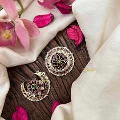 Vriksham Royal Pearl-Bordered Leaf & Floral Motif Stone Chandran & Suryan Billai-G21397