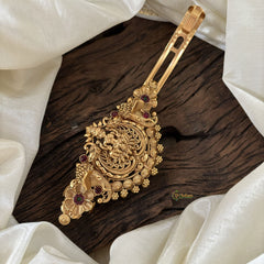 Gold Look Alike Temple Hair clip -Gold Bead-Lakshmi-Red-G11257