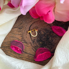 Peacock Style AD Stone Nath / Nose pin-White-G13827