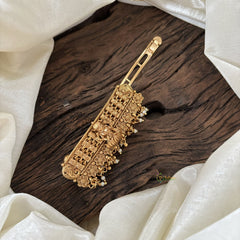 Gold Look Alike Temple Hair clip -Pearl-Lakshmi-G11258