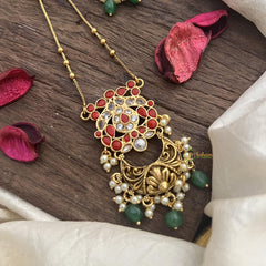 Vriksham Exclusive Coral Stone Pendant Chain-Green Bead-G15651
