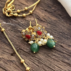 Vriksham Exclusive Coral Stone Pendant Chain-Green Bead-G15651