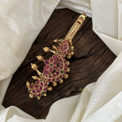 Premium Gold Look Alike Hair clip- Chandh -Gold Bead-Red Green-G11269