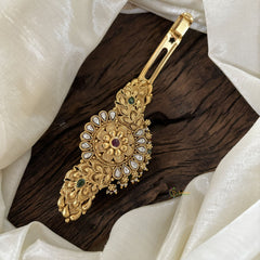 Premium Gold Look Alike Hair clip -Gold Bead-Red Green-G11270
