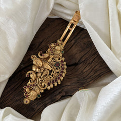 Gold Look Alike Temple Hair clip -Gold Bead-Krishna -Red Green-G11262