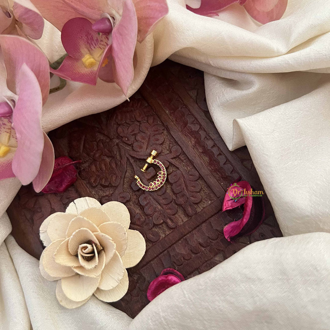 Vriksham Chand Bali Style Press Naths/Nose Pin-Red-G20735