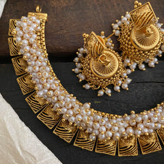 Gold Look Alike Samantha Choker -Cluster Pearl - G12465