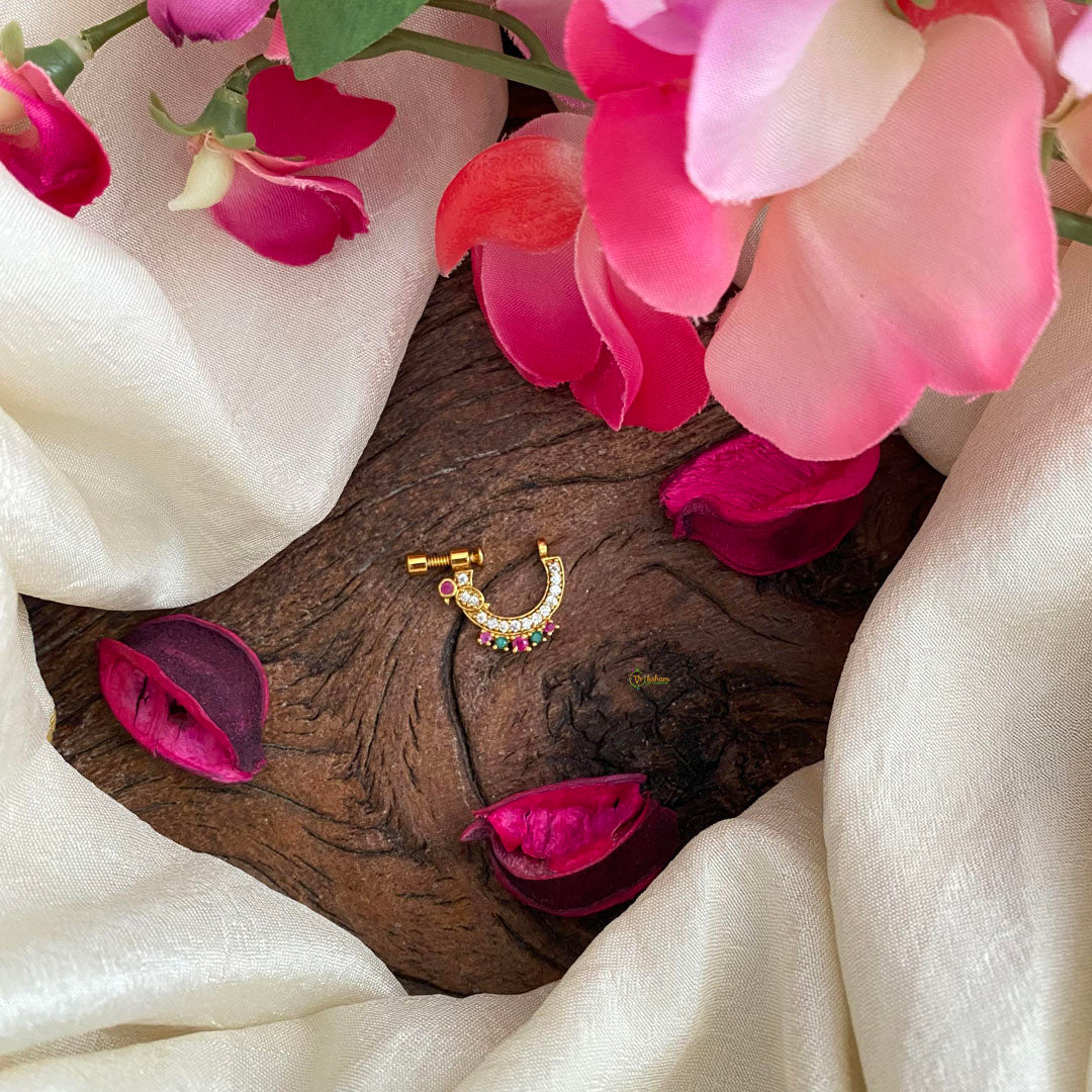 Designer Red Green AD Stone Nath / Nose pin-G13922