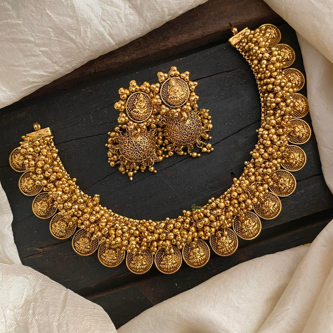 Golden Pearl Samantha Choker With Lakshmi Coin - G12462