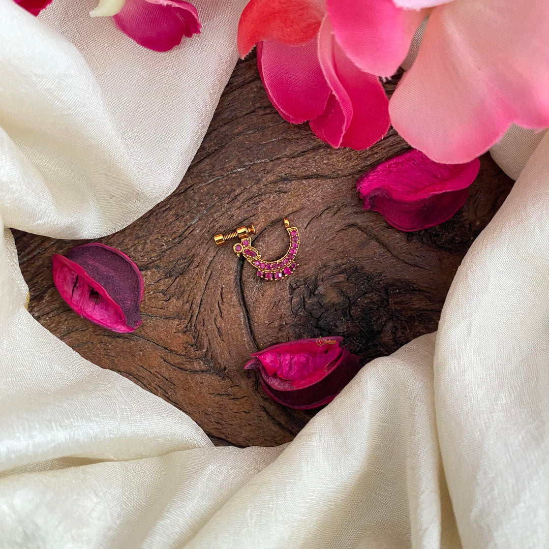 Designer Red AD Stone Nath / Nose pin-G13923
