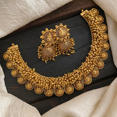 Golden Pearl Samantha Choker With Lakshmi Coin - G12462