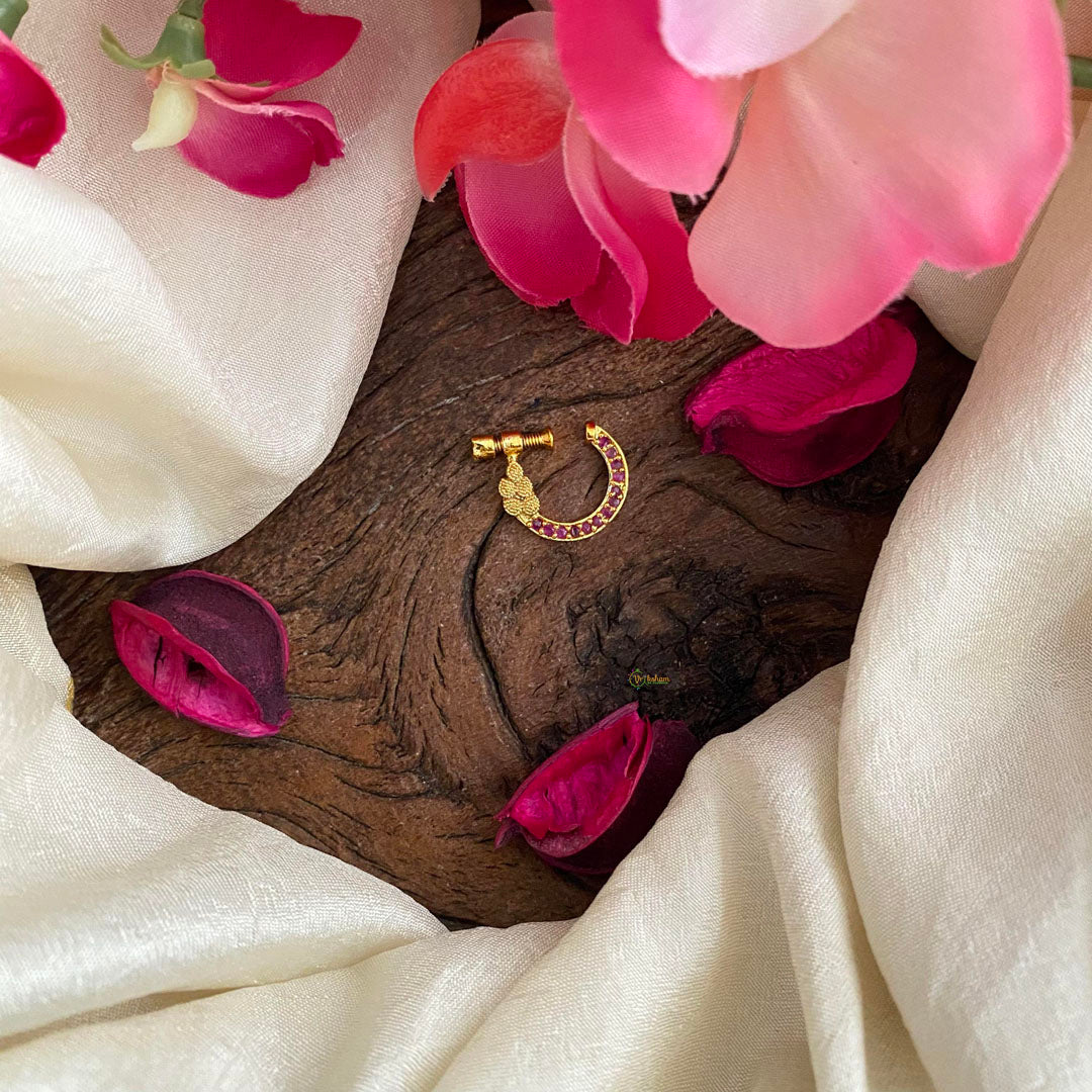 Designer Red AD Stone Nath / Nose pin-G13920