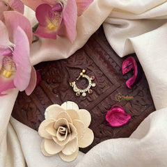 Vriksham Peacock & Dot Style Press Naths/Nose Pin-White Red-G20699