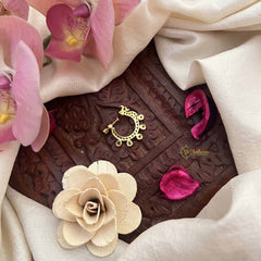 Vriksham Peacock & Dot Style Press Naths/Nose Pin-White Red-G20699