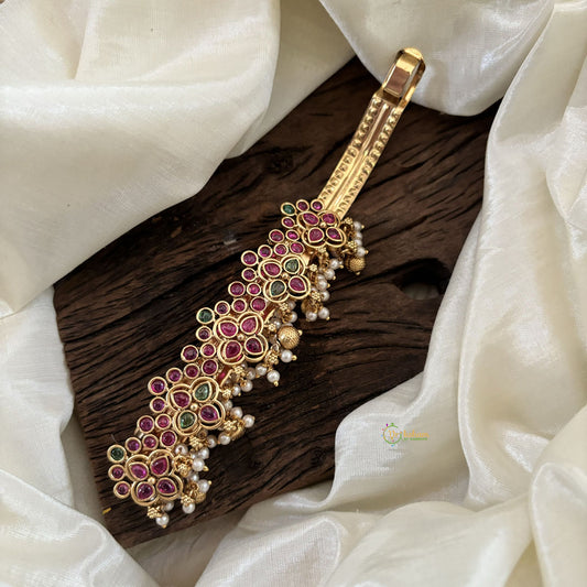 Premium Gold Look Alike Hair clip -Red and Green Stone -G11280