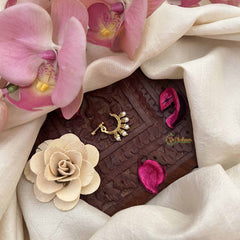 Vriksham Unique Peacock Motif Style Press Naths/Nose Pin-Red-Pearls-G20755