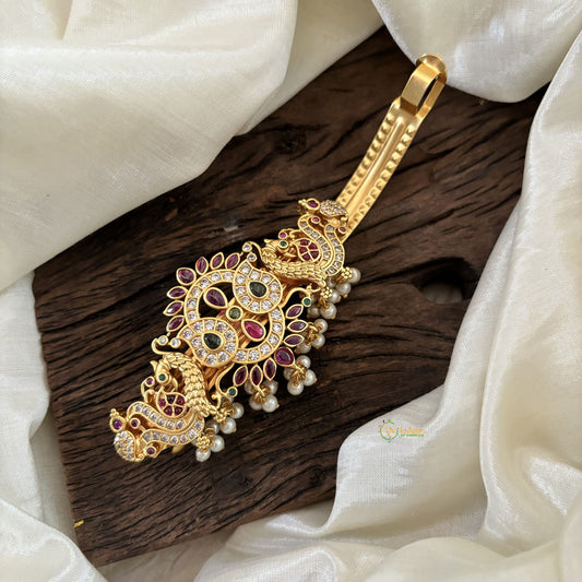 Premium Gold Look Alike Hair clip -Flower White Stone -G11281