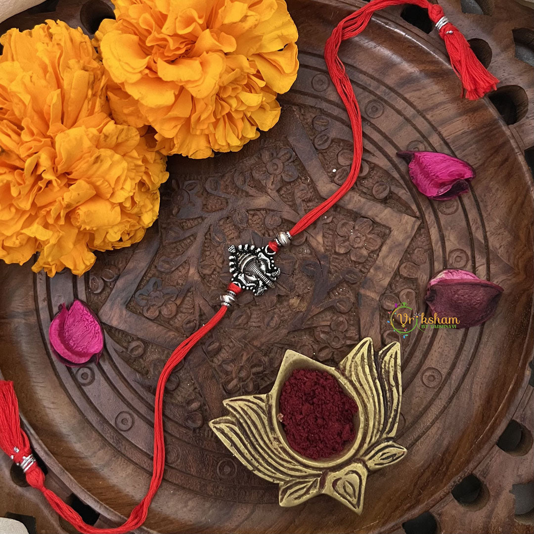 Vriksham Rakshabandhan Sliver Plated Gajmukh Rakhi-RB198