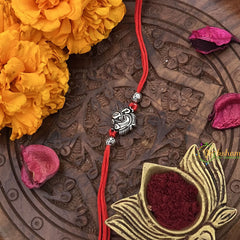 Vriksham Rakshabandhan Sliver Plated Ganraj Design Rakhi-RB194