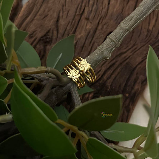 Simple Gold Tone Toe Rings-Leaf-G14294