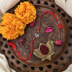 Vriksham Rakshabandhan Sliver Plated Ganraj Design Rakhi-RB191