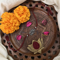 Vriksham Rakshabandhan Sliver Plated Designer Shiv Name Rakhi-RB200