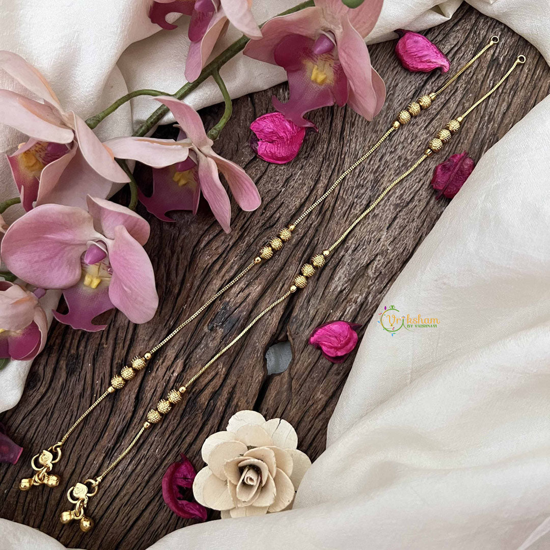 Vriksham Classic Gold Look Alike Ball Anklets-G20674