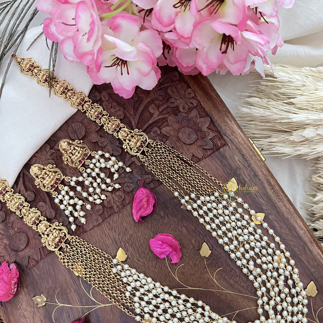 Vriksham 9 Layered White Pearl Beaded Lakshmi Mala-G18108
