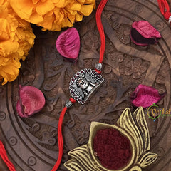 Vriksham Rakshabandhan Sliver Plated Adiyogi Half Round Face Rakhi-RB206