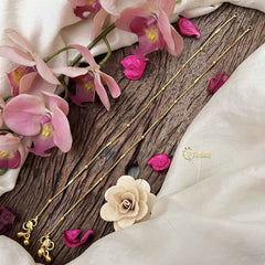 Vriksham Simple Gold Look Alike Drop Line With Boll Anklets-G20676