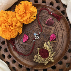 Vriksham Rakshabandhan Sliver Plated Om Pendant With Nazer Band Dot Rakhi-RB211