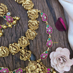 Vriksham Lakshmi Pendant Jadau Kundan Neckpiece-Gold Bead-J2575