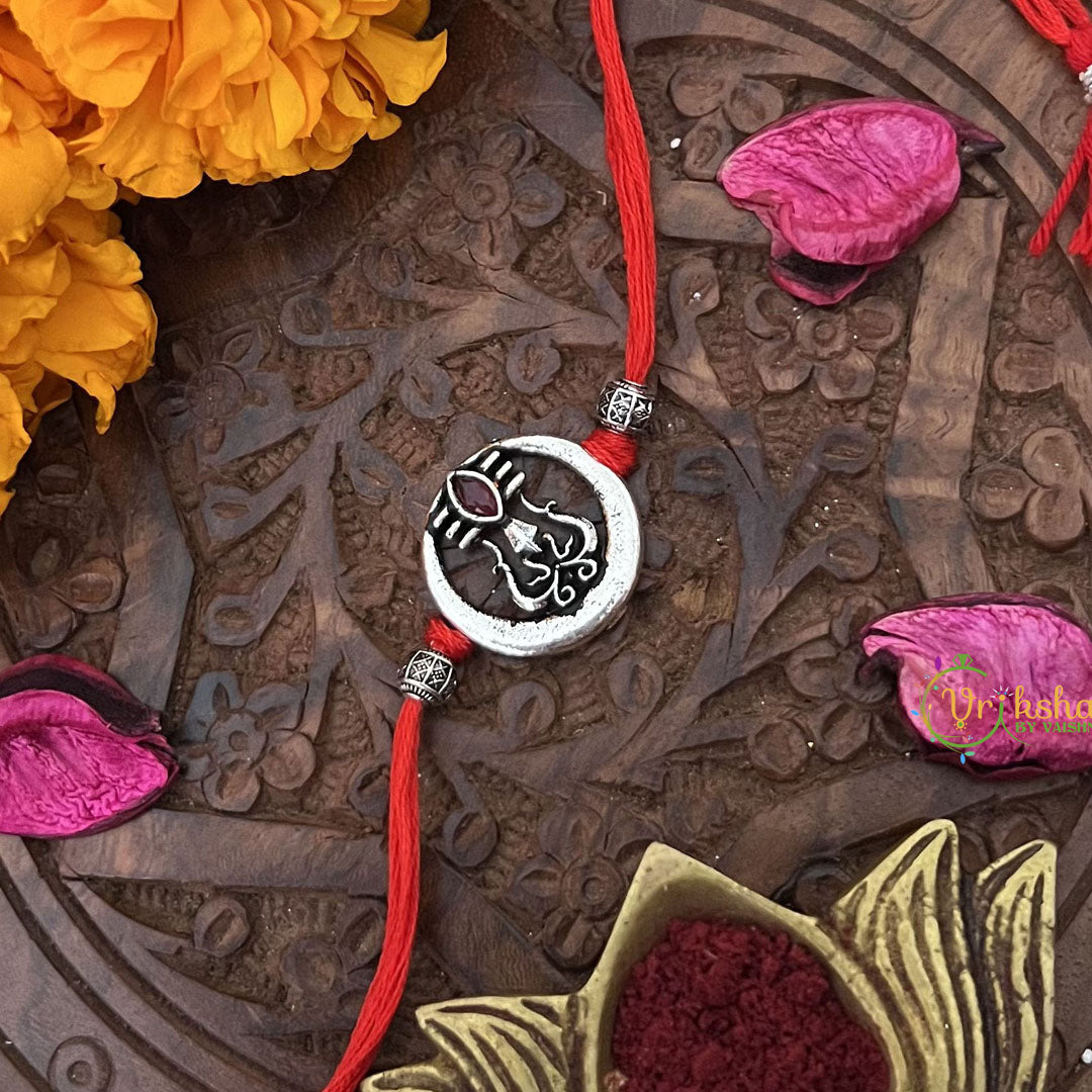 Vriksham Rakshabandhan Sliver Plated Trisual Design Rakhi-RB190