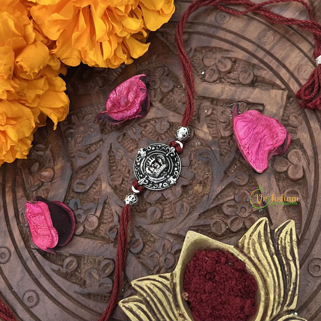 Vriksham Rakshabandhan Sliver Plated Trishul Chakri Rakhi-RB212