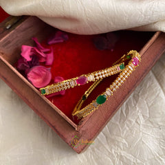 Elegant Gold Alike AD Stone Bangle Set  - G11693