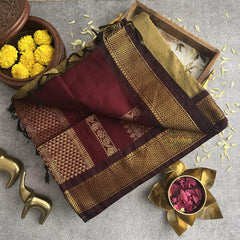 Vriksham Mehandi Green With Maroon Border-Kalyani Cotton Saree-VS4190